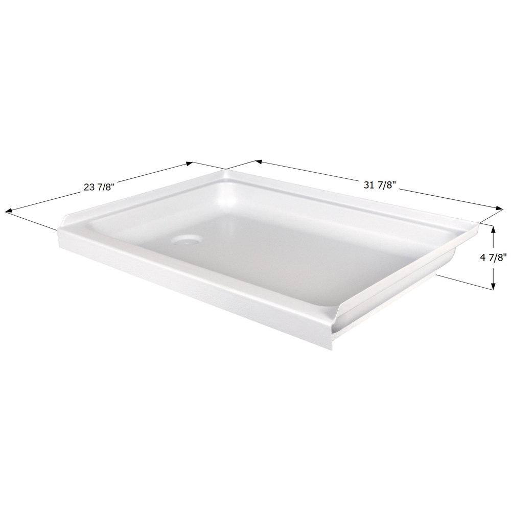 White Acrylic Rectangular Shower Pan with Left Hand Drain