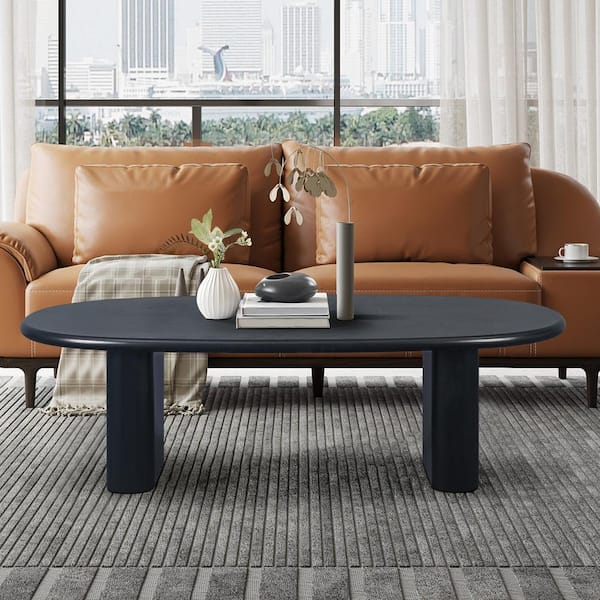 Unbranded 24 in. Antique Black Wood Tapered Tabletop End Table with Pedestal Base Wood Grain Top Sofa Side Table Coffee Table
