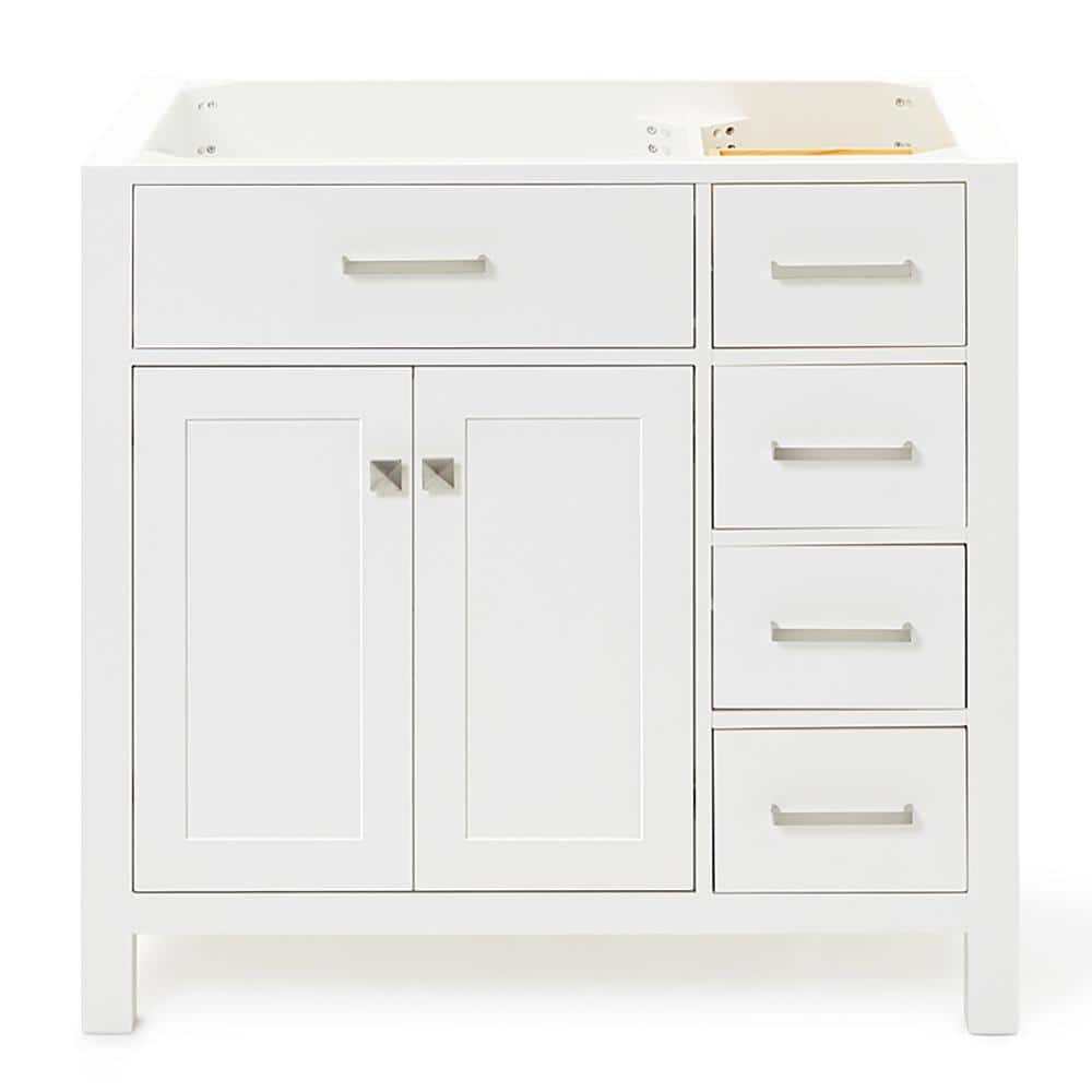 Bristol 36 in. W x 21.5 in. D x 34.5 in. H Freestanding Bath Vanity Cabinet without Top in White price history on PriceWatchPro