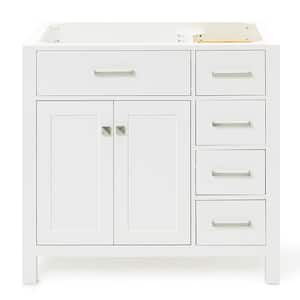 Bristol 36 in. W x 21.5 in. D x 34.5 in. H Freestanding Bath Vanity Cabinet without Top in White