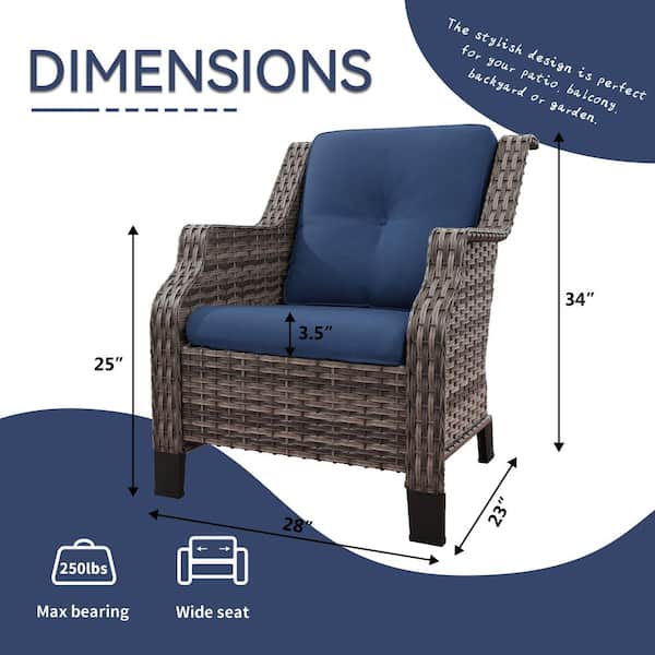 Gardenbee 2-Piece Wicker Patio Outdoor Lounge Chair with
