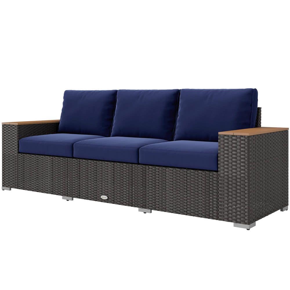 3-Piece PE Rattan Wicker Outdoor Sectional Set with Waterproof Brown Cushions Durable Construction price history on PriceWatchPro