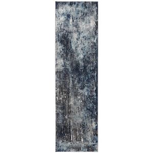 Galaxy Charcoal/Blue 2 ft. x 8 ft. Abstract Runner Rug
