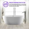 Vanity Art 59 in. Acrylic Flatbottom Freestanding Bathtub in White/Brushed Nickel VA6834-BN-M