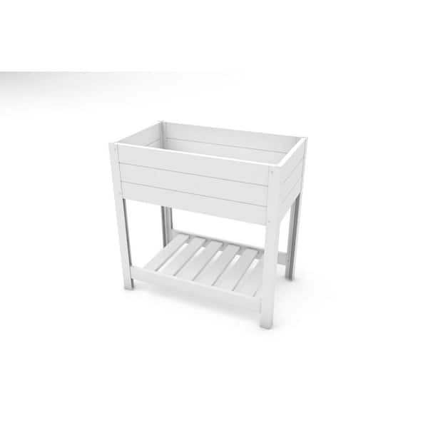 Vita Classic 33 in. L x 19 in. W x 33 in. H White Vinyl Raised Bed with Storage Shelf