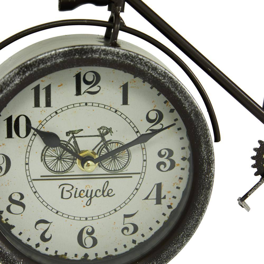 Country Cottage Black and White Metal Bicycle Clock Set