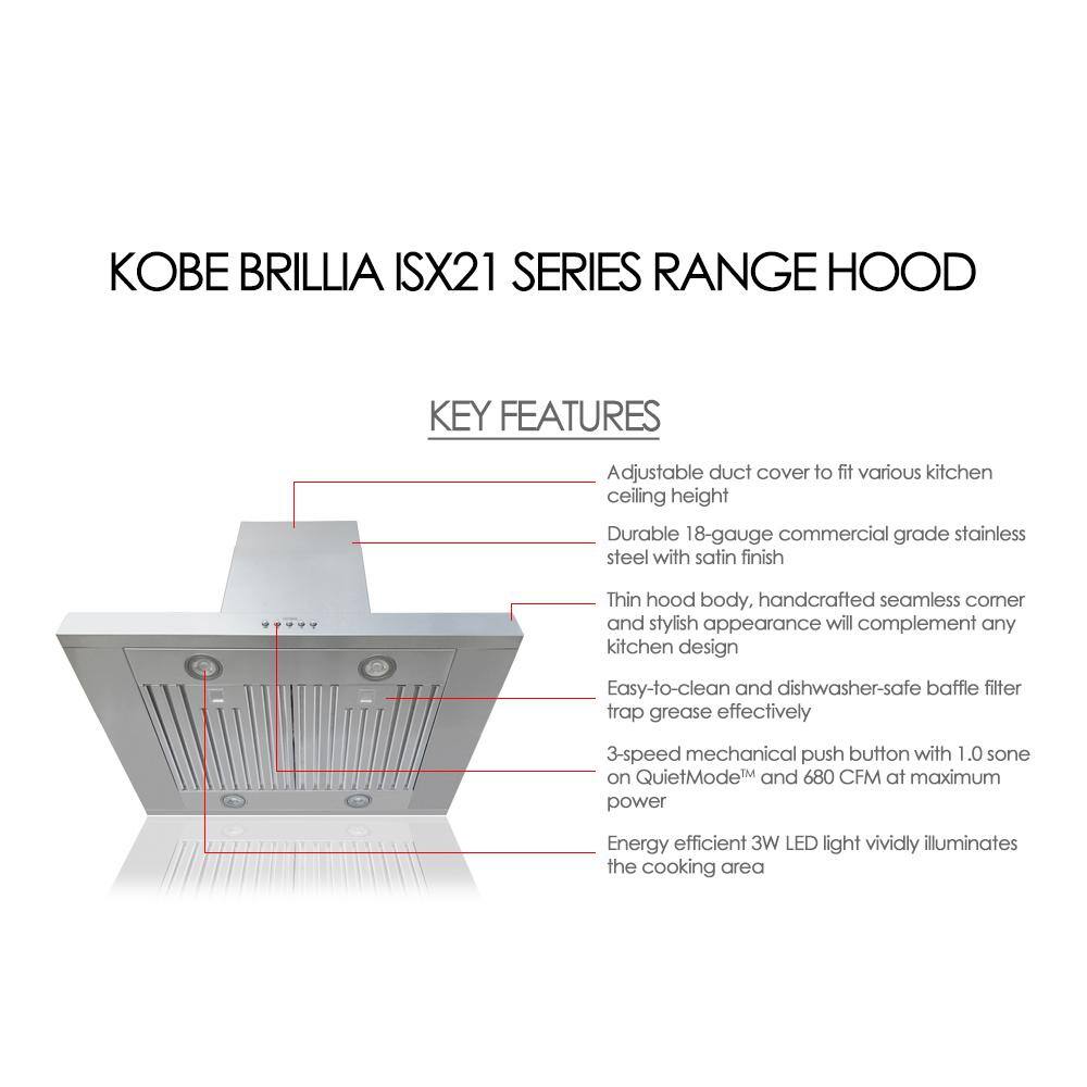 42" Stainless Steel Convertible Island Range Hood with LED Lights