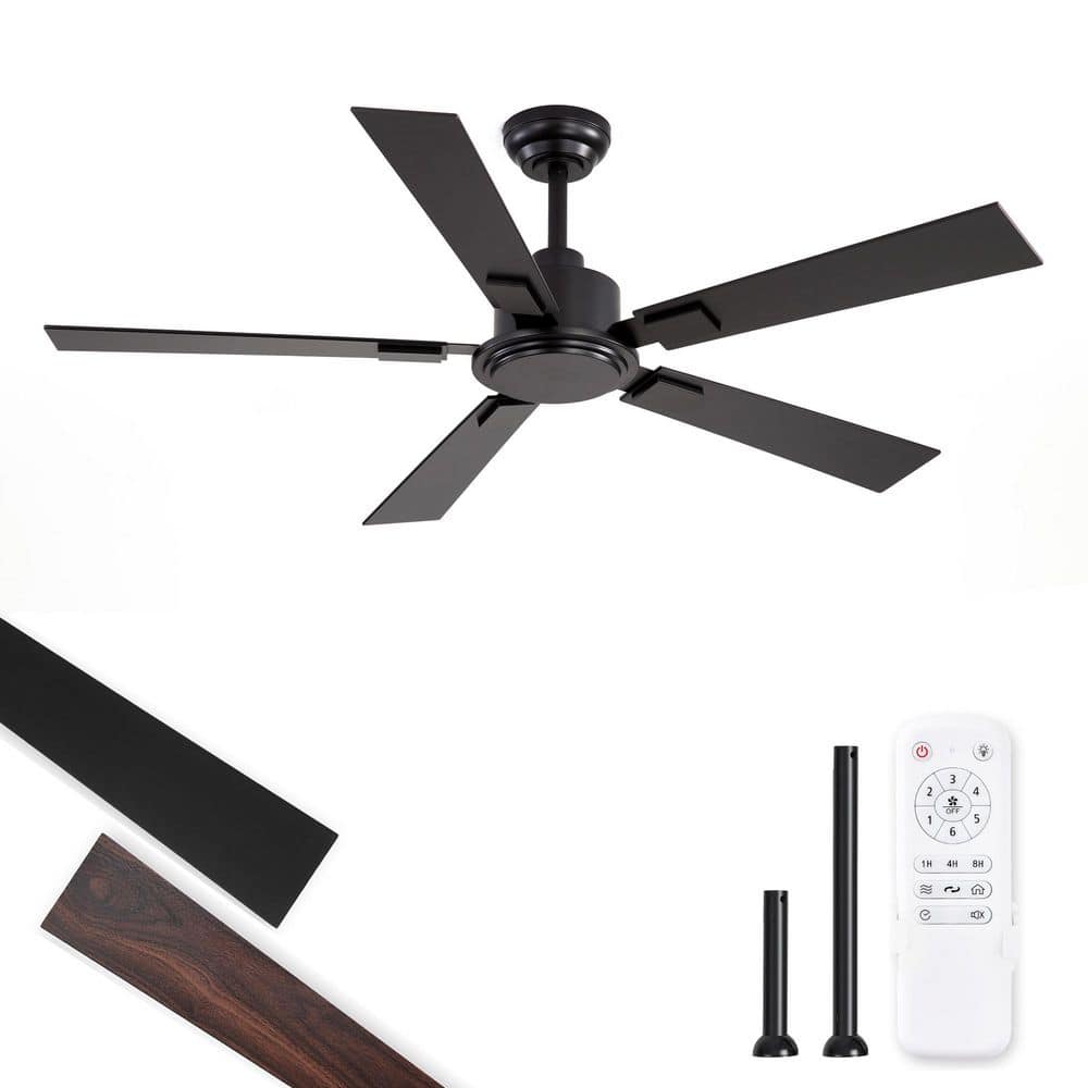 52 in. Indoor/Covered Outdoor Matte Black Standard Quiet Downrod Ceiling Fan without Light with Remote Control, DC Motor price history on PriceWatchPro