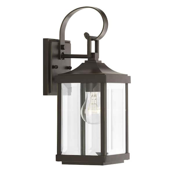 Gibbes Street Collection 1-Light Antique Bronze Clear Beveled Glass New Traditional Outdoor Small Wall Lantern Light
