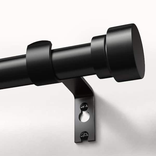 16 in. - 150 in. Adjustable 1 in. Single Curtain Rod for Windows in Black