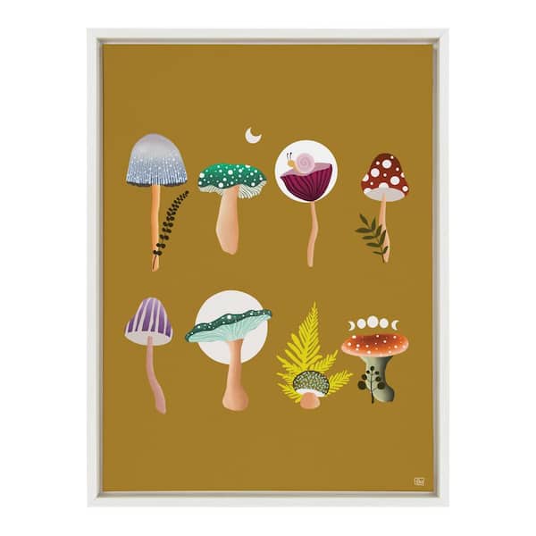 Kate and Laurel Sylvie Mushroom Garden by Erika Wynn Framed Canvas Nature Art Print 24 in. x 18 in.