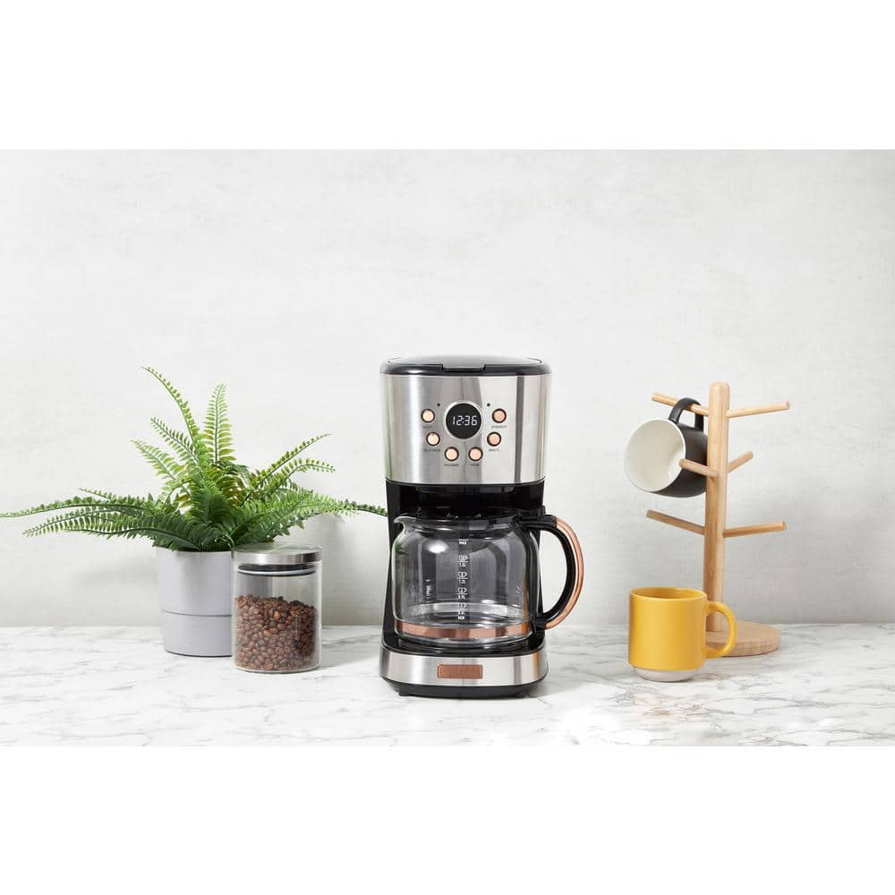 Haden 12-Cup Programmable Steel & Copper Drip Coffee Maker