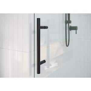 60 in. - 64 in. x 78 in. Frameless Sliding Shower Door in Matte Black with Handle