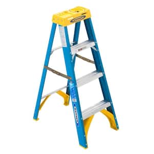 4 ft. Fiberglass Step Ladder with Yellow Top, 250 lb. Load Capacity Type I Duty Rating