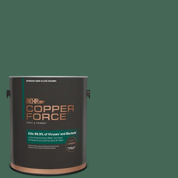 COPPER FORCE 1 gal. #M420-7 Billiard Green Semi-Gloss Enamel Virucidal and Antibacterial Interior Paint & Primer