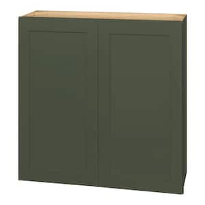Avondale 36 in. W x 12 in. D x 36 in. H Ready to Assemble Plywood Shaker Wall Kitchen Cabinet in Fern Green