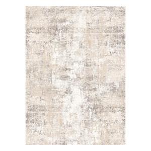 Van Gogh Beige/Grey 2 ft. x 3 ft. Modern Abstract Area Rug