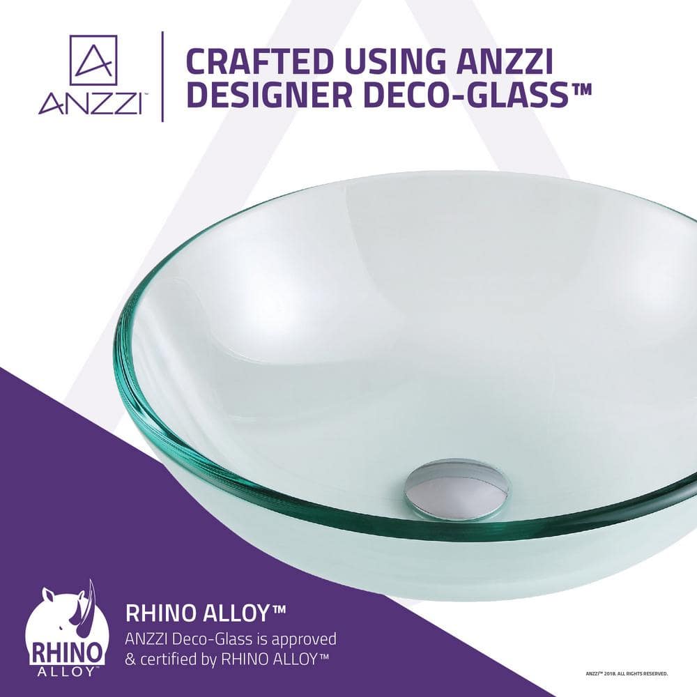 Lustrous Clear Tempered Glass Round Above-Counter Bathroom Sink