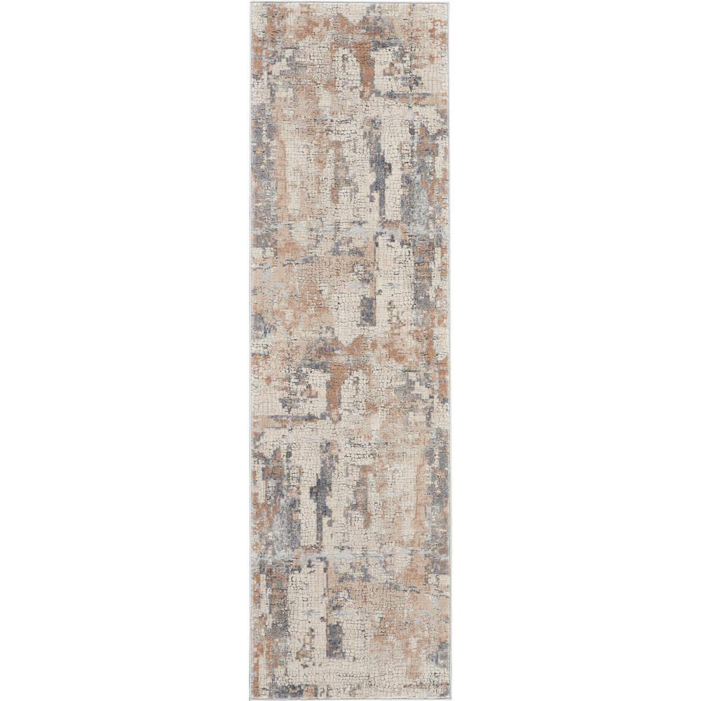 Nourison Rustic Textures Abstract Beige/Grey 2 2  x 7 6  Area Rug  (2x8)