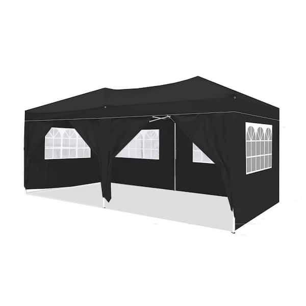 Outsunny 8 ft. x 8 ft. Pop Up Canopy, Black Foldable Gazebo Outsunny 8 ft. x 8 ft. Pop Up Canopy, Black Foldable Gazebo