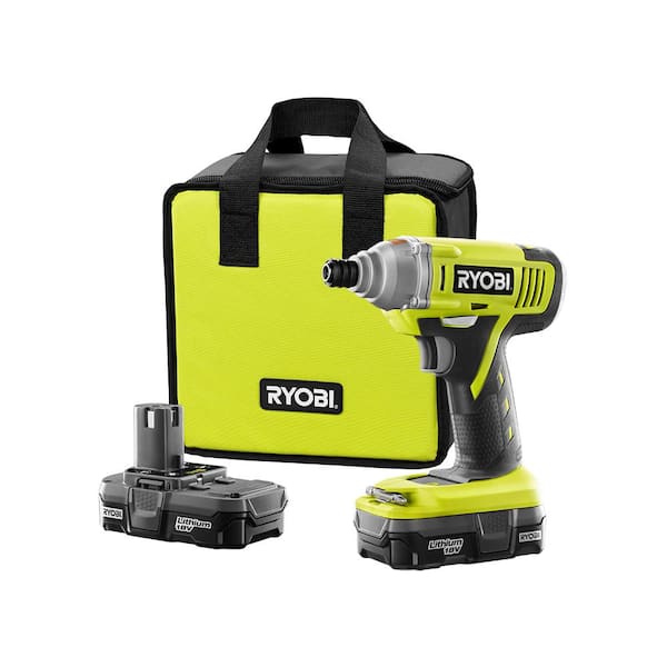 RYOBI 18-Volt ONE+ Lithium-Ion Cordless 1/4 in. Impact Driver Kit with (2) 1.3 Ah Batteries, Dual Chemistry Charger, Tool Bag