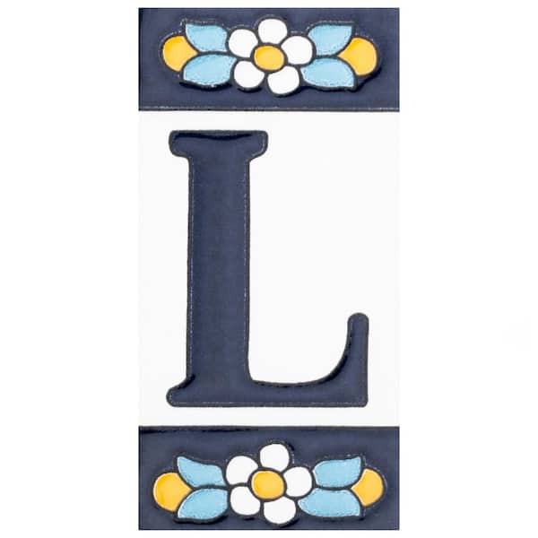 Sevillano Flora Address Letters L 2-1/8 in. x 4-3/8 in. Ceramic Wall Tile (0.07 sq. ft./Each)
