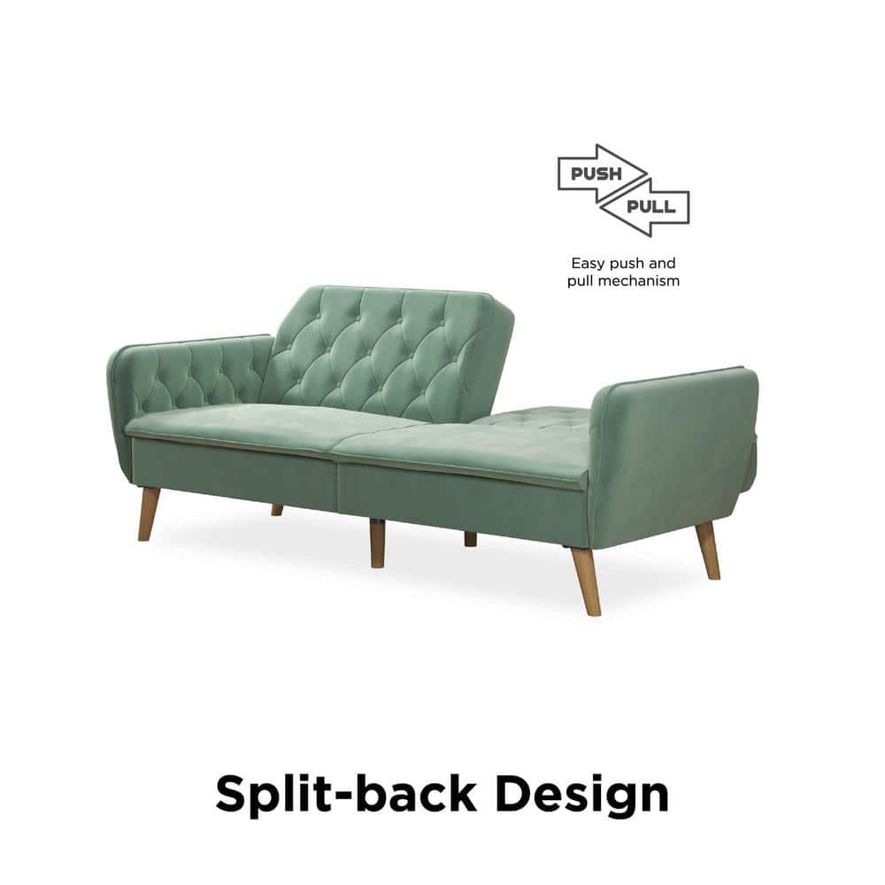 Tallulah Light Green Velvet Memory Foam Sleeper Sofa