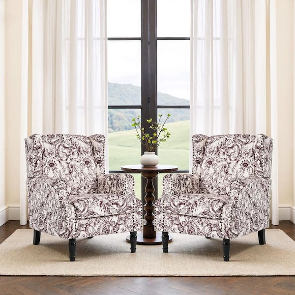 Uixe Rococo Plum Linen Upholstered High Back Accent Arm Chair With ...