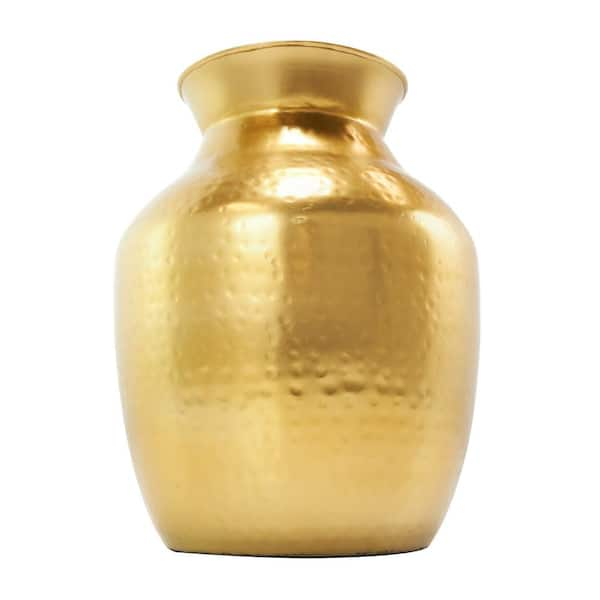 Gold Hammered Spotted Metal Decorative Vase