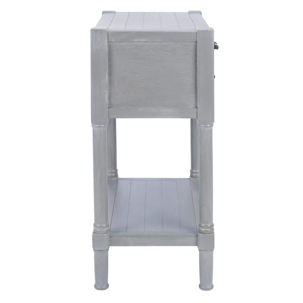 Gray Pine and Steel Console Table with Storage