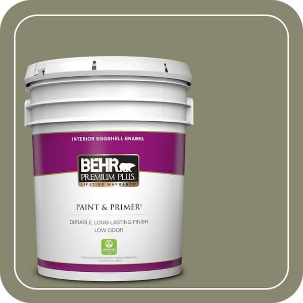 BEHR PREMIUM PLUS 5 gal. #400F-6 Grasshopper Wing Eggshell Enamel Low Odor Interior Paint & Primer