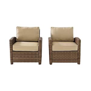 Bradenton 2-Piece Wicker Outdoor Seating Set with Sand Cushions - 2 Arm Chairs