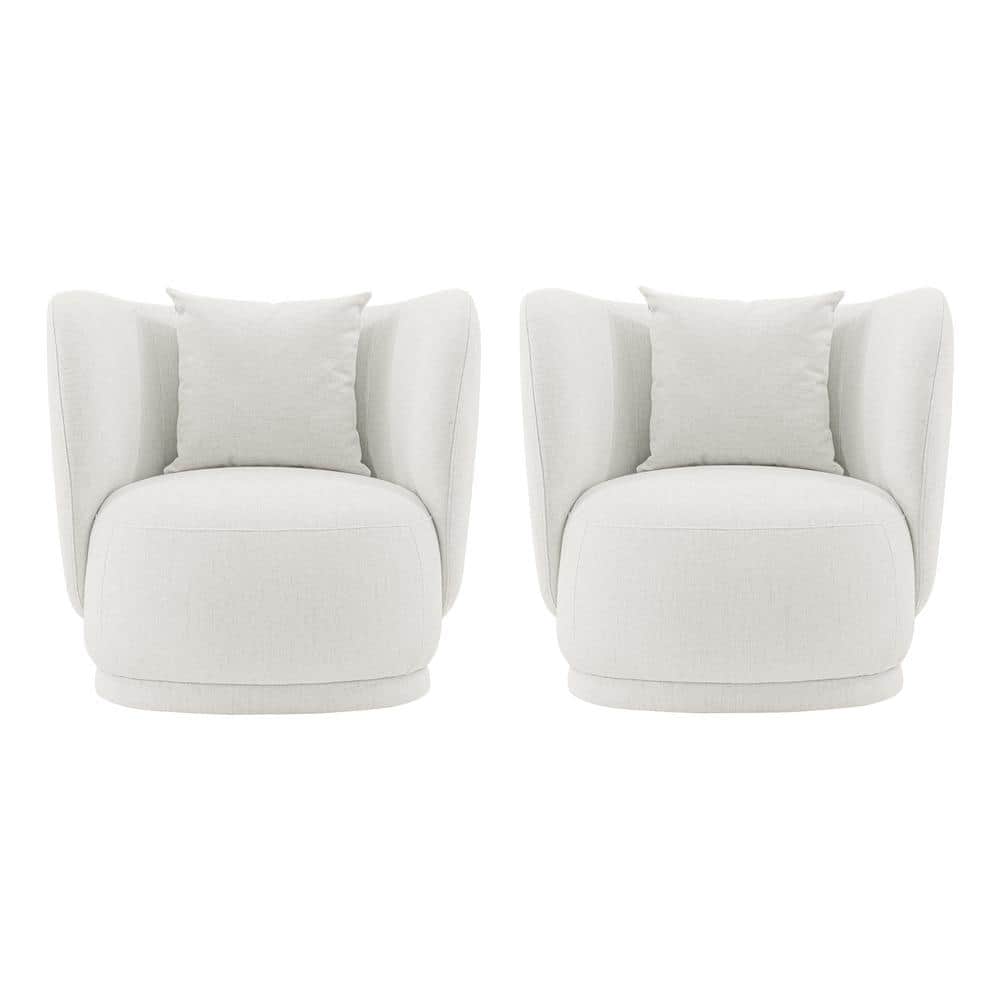 Manhattan Comfort Siri Cream Contemporary Linen Upholstered Accent Chair with Pillows (Set of 2), Ivory -  2-AC057-CR