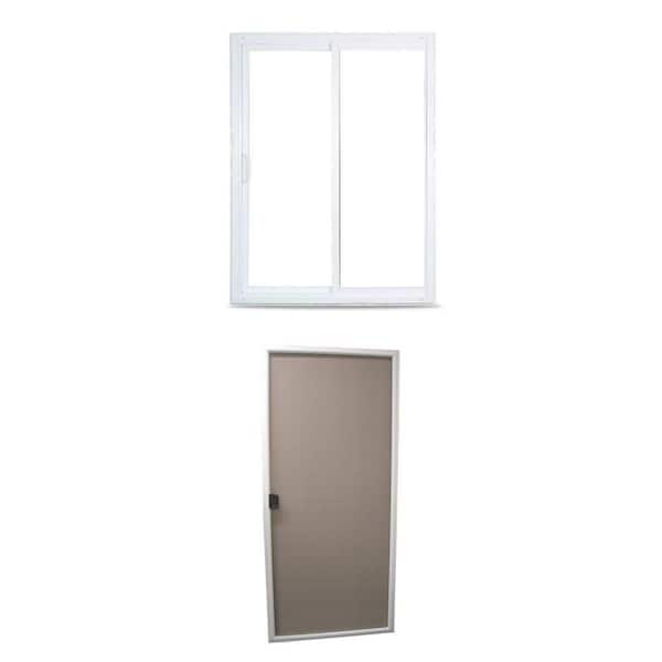 70 Series 72 in. x 80 in. White Vinyl Sliding Patio Door with Low-E Glass and Screen