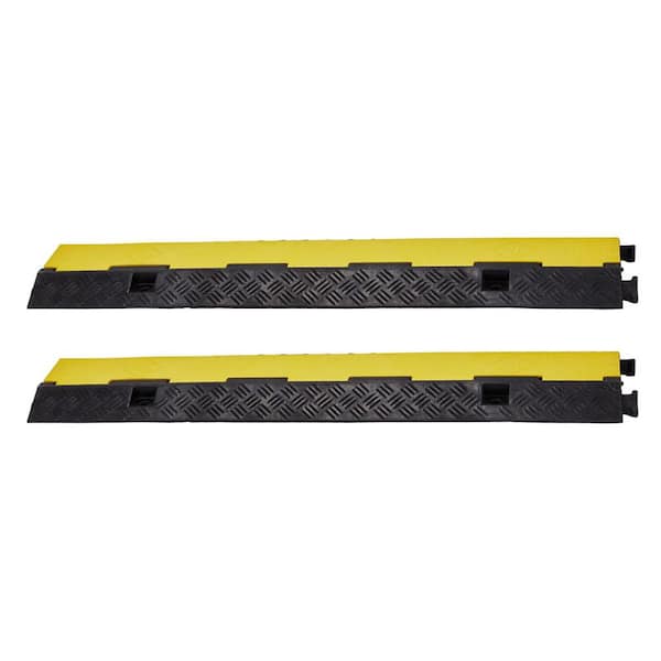 2Pcs 22000 lbs Capacity Driveway Rubber Traffic Speed Bumps Cable