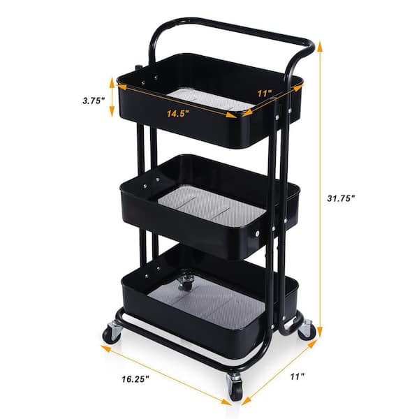 ANGELES HOME Round 3-Tier Rotating 1-Second Folding Storage Rack Metal  Kitchen Cart 558CKKC237DK - The Home Depot