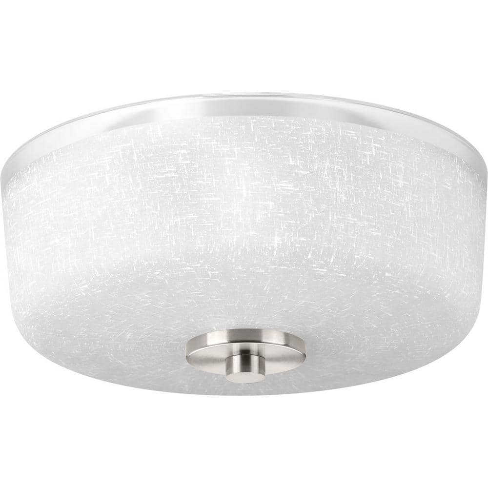 Alexa Brushed Nickel 2-Light Flush Mount with Etched Linen Glass