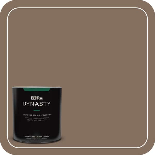 BEHR DYNASTY 1 qt. #N230-6 Whiskey Barrel One-Coat Hide Semi-Gloss Enamel Interior Stain-Blocking Paint and Primer