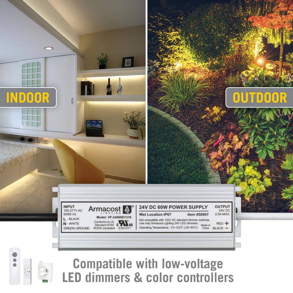 60W Silver Aluminum Waterproof LED Driver for Indoor/Outdoor Use