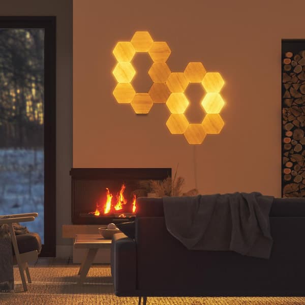 Nanoleaf Elements Wood Look Smarter Kit -7 Smart LED Panels NL52K7003HB-7PK  - The Home Depot