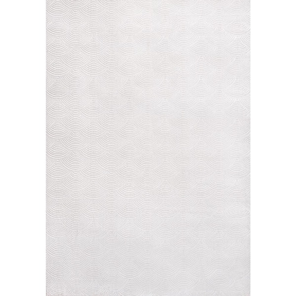 Porter Geometric Art Deco Fan Pattern High-Low White/Light Gray 5 ft. x 8 ft. Area Rug