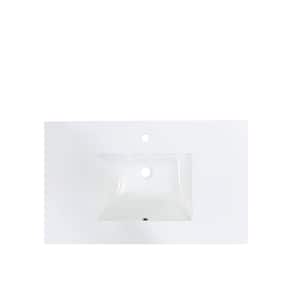 37 in. W x 22 in. D Engineered Composite Stone Vanity Top in White with White Single Basin