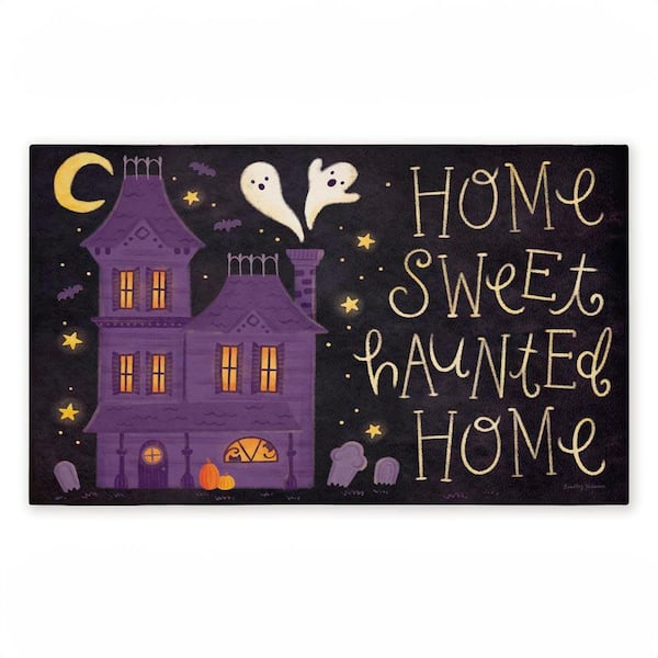 Haunted Sweet Home Black 18 in. x 30 in. Polyester Non-Slip Outdoor Door Mat