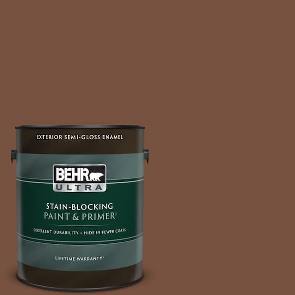 BEHR ULTRA 1 gal. #240F-7 Root Beer Semi-Gloss Enamel Exterior Paint & Primer