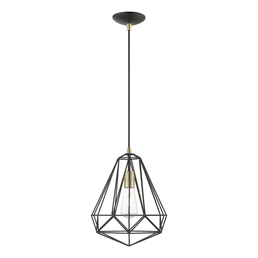 Knox 12" Textured Black and Polished Chrome 1-Light Pendant