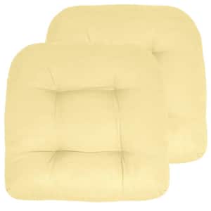19 in. x 19 in. x 5 in. Solid Tufted Indoor/Outdoor Chair Cushion U-Shaped in Yellow (2-Pack)