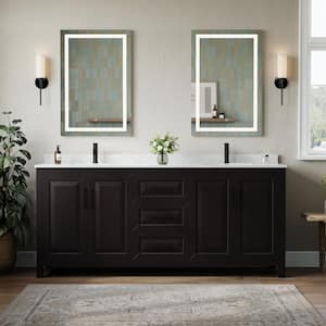 Daria 80 in. W x 22 in. D x 35.75 in. H Double Bath Vanity in Dark Espresso with Carrara Cultured Marble Top