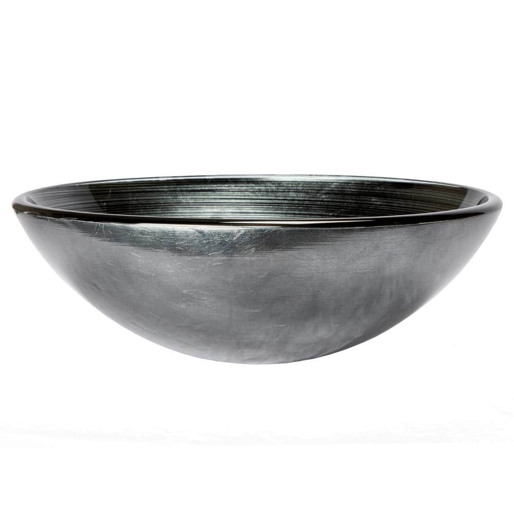 16.38'' Silver and Black Glass Vessel Sink