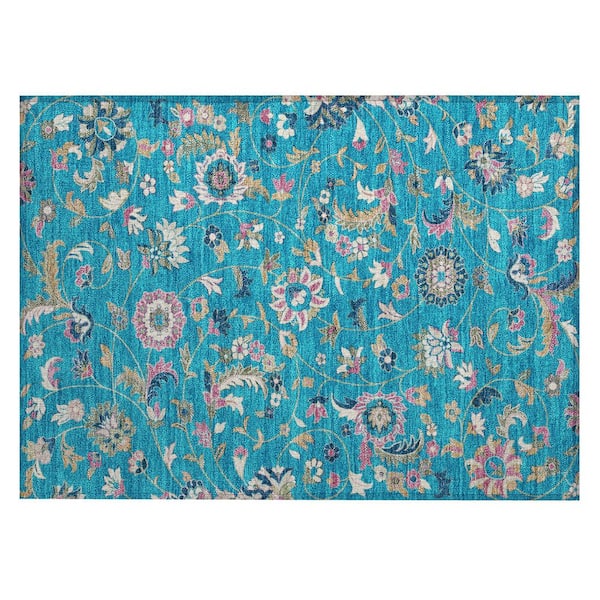Addison Rugs Chantille Machine Washable Indoor/Outdoor Abstract ACN1006 Teal 1 ft. 8 in. x 2 ft. 6 in. Area Rug