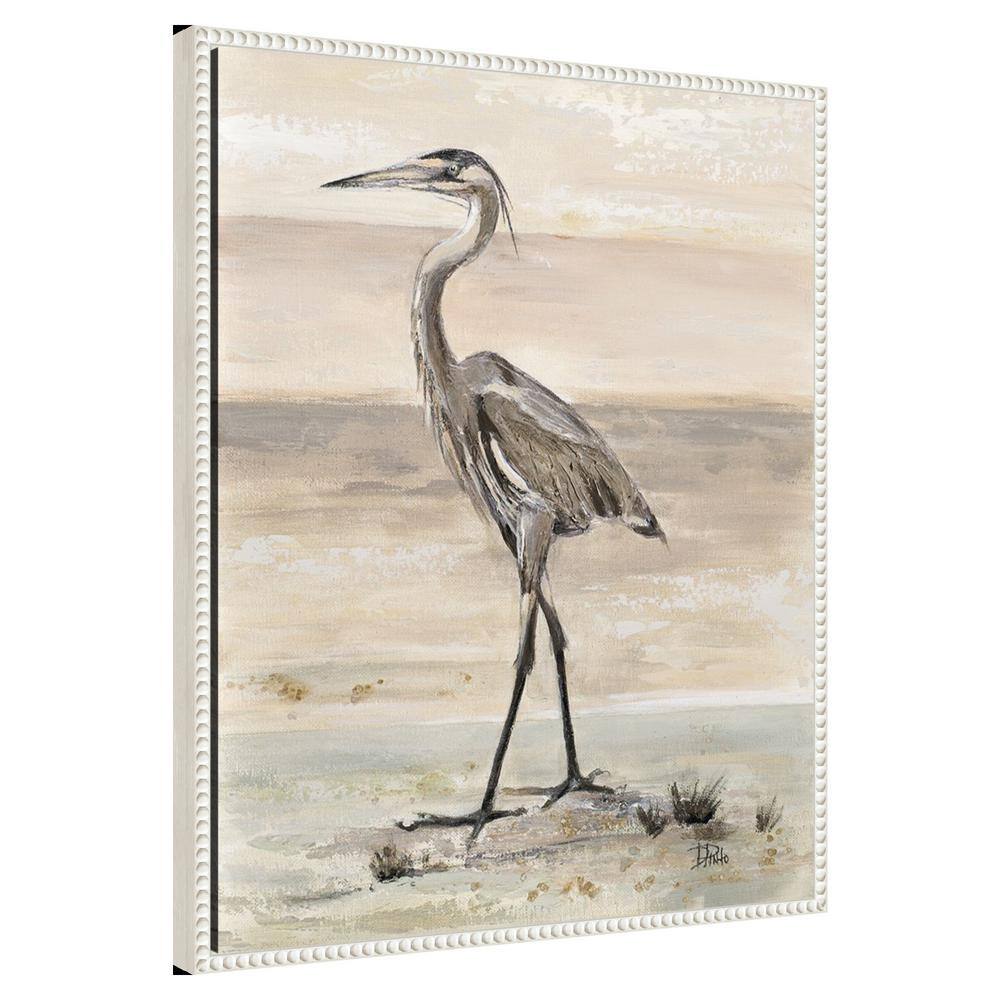 Graceful Egret Beaded Framed Canvas Wall Art